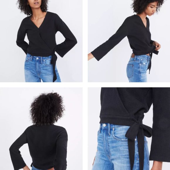 Madewell Tops - Madewell Texture and Thread Wrap Top in True Black